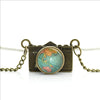 World Map Camera Charm Necklace