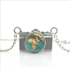 World Map Camera Charm Necklace