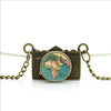 World Map Camera Charm Necklace