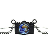 World Map Camera Charm Necklace