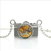 World Map Camera Charm Necklace