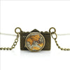 World Map Camera Charm Necklace